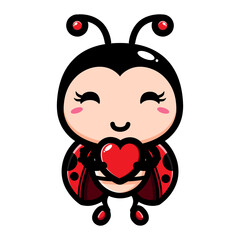 cartoon cute ladybug vector design hugging love