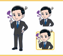 Young office worker man in a black suit