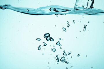 Close up of drinking water bubbles