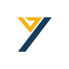 Simple letter Y business logo template in blue and yellow color