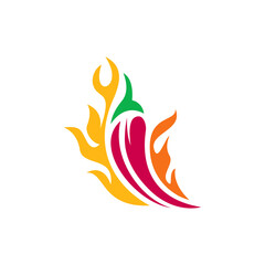 Chili fire flat logo template with flat concept