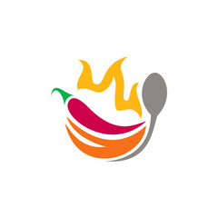 Spicy food and restaurant logo template with flat concept