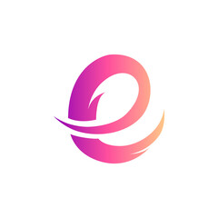 Simple letter e flat logo design with swoosh shape