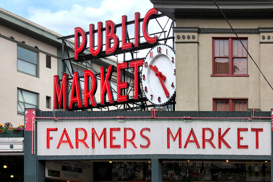 Public Market Center Sign In Seattle, USA