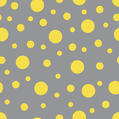 Seamless pattern. Gray background with yellow circles . Vector illustration.