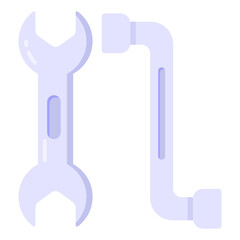 
Wrench denoting flat icon of tire tools, repairing equipment 
