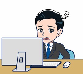 Young office worker man in a black suit