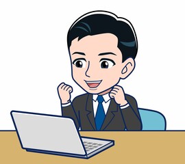 Young office worker man in a black suit