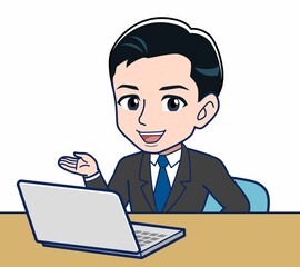 Young office worker man in a black suit