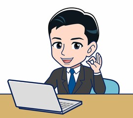 Young office worker man in a black suit