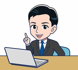 Young office worker man in a black suit