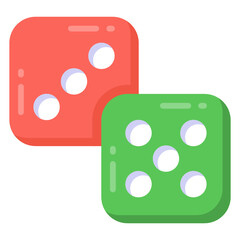 
Icon of casino game accessories, ludo dice game in a flat style vector.
