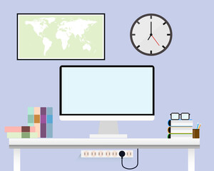 Flat vector design illustration of modern business computer pastel color vector.