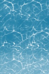 Rippled pattern of clean water  in a blue swimming pool background closeup, concept sun light, water surface