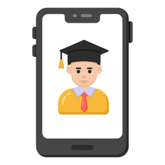 
A trendy style icon of virtual graduation icon

