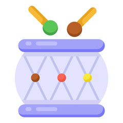 
Drum with sticks, flat design if snare drum icon

