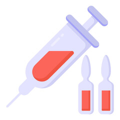 
Syringe with medical bottles denoting flat icon of vaccination 


