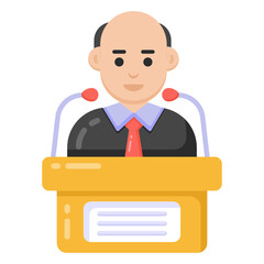 
Person with mic denoting flat icon of speech 

