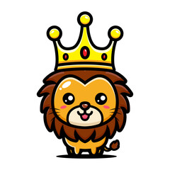 cartoon cute lion king vector design