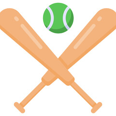 
Bat with ball denoting baseball in flat style icon 

