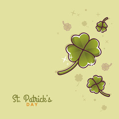 st patricks day illustration background flying clover flower cartoon vector