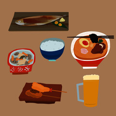 Japanese food lunch illustration 