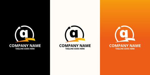 Flash initial letter Q Logo Icon Template. Illustration vector graphic. Design concept Electrical Bolt and electric plugs With letter symbol. Perfect for corporate, more technology brand identity
