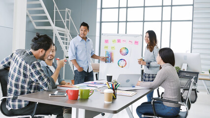 Diversity multiethnic team group of business people meeting in conference room brainstorming with...