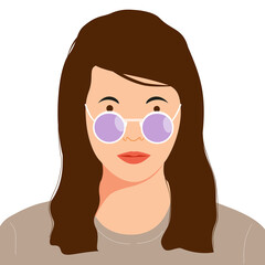 a girl portrait wearing sunglasses illustration