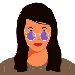 a girl portrait wearing sunglasses illustration