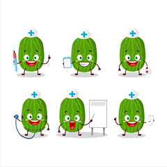 Doctor profession emoticon with cucamelon cartoon character