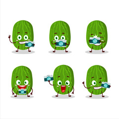 Photographer profession emoticon with cucamelon cartoon character