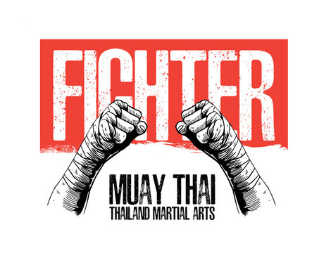 FIGHTER MUAY THAI Streetwear tshirt design Stock Vector