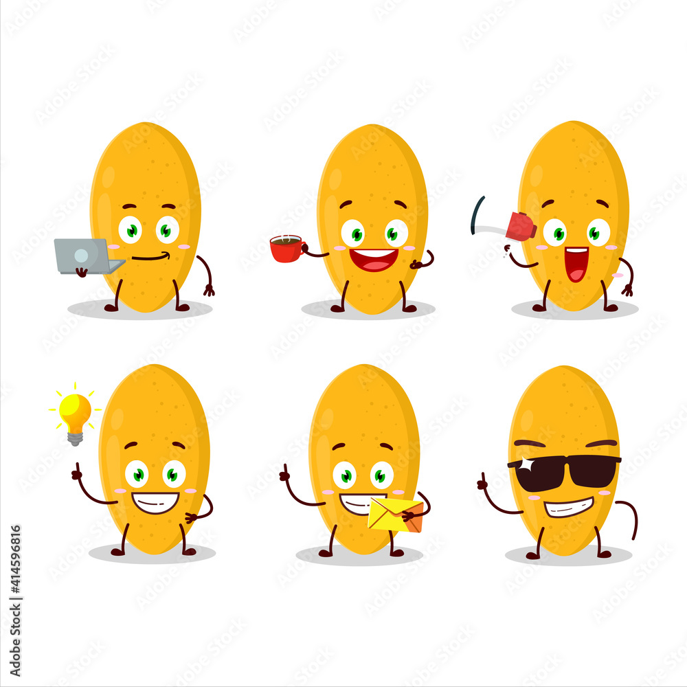 Wall mural Curuba fruit cartoon character with various types of business emoticons