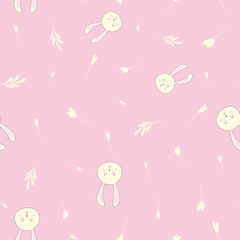 Lovely bunny easter pattern with simple floral flower graphic. Perfect for wallpaper, background, scrapbook and other creative projects