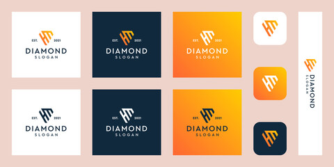 combination of the letters HM monogram logo with abstract diamond shapes. Hipster elements of typographic design. icons for business, elegance, and simple luxury. Premium Vectors.