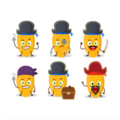 Cartoon character of curuba fruit with various pirates emoticons