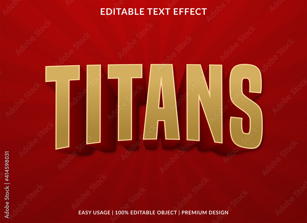 Poster titans text effect template design with bold style and 3d concept use for business brand and logo