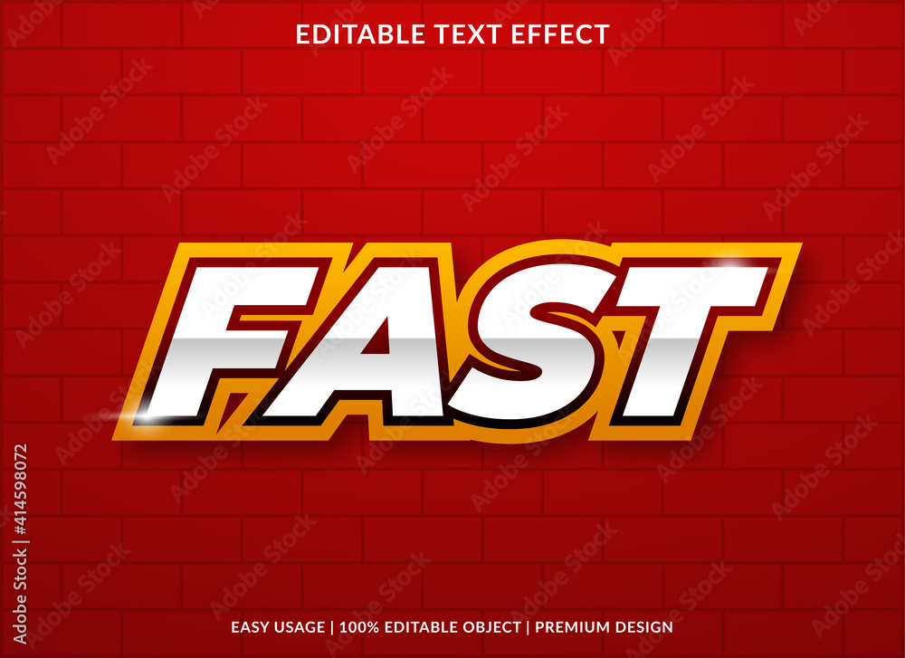 Poster fast text effect template design with bold style and 3d concept use for business brand and logo
