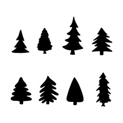 Fototapeta premium Isolated Pine on the white background.Pine silhouettes. Tree hand drawn.Vector EPS 10.