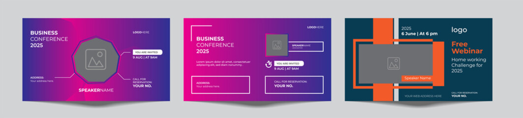 webinar online or offline conference banner template package vector eps 10.Banner live webinar promotion for social media. online meeting work from home.  Announcement poster concept in flat style. 