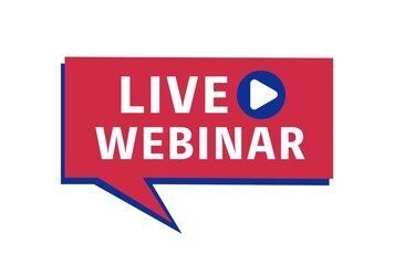 Live webinar label for broadcasting live. illustration