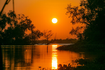 sunset on the lake