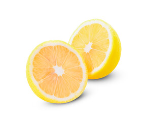 Lemon slices isolated on white background.