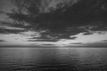 beautiful black and white sunset on the lake