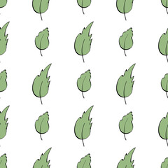 Seamless pattern green leaves. Good for books, brown paper, and postcards. Flat vector