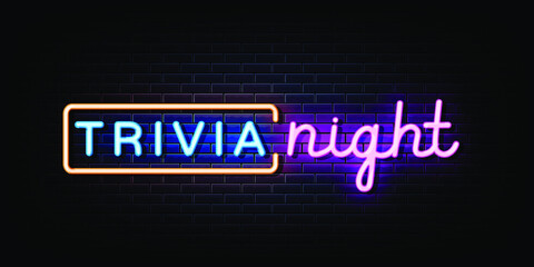 Trivia Night Neon Signs Style Text Vector