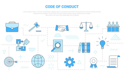code of conduct concept with icon set template banner with modern blue color style