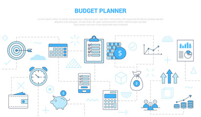 budget planner concept with icon set template banner with modern blue color style