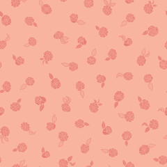 Pastel Camelia Silhouettes Floral Themed Seamless Repeating Pattern. Beautiful hand drawn vector design, perfect for fabric, wrapping paper, wall paper, home decor, quilting, gifts and apparel.